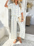 'Splendory' Collared Print Top and Pants Set - Celes Fashion